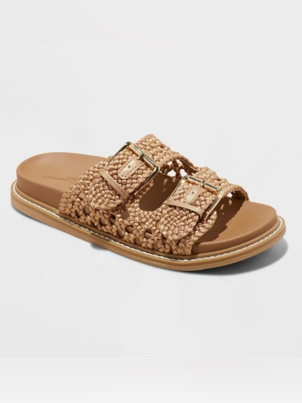 Universal Thread Kylie Crochet Footbed Sandals Tan Double Strap Size 8
